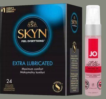 Набор SKYN Extra Lube 24 шт + Гель System JO Oral Delight Strawberry Sensation (30 мл) SOS5841 фото