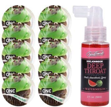 Комплект ONE Mint Chocolate 10 шт + Doc Johnson GoodHead DeepThroat Spray Watermelon (59 мл) SOS13844 фото