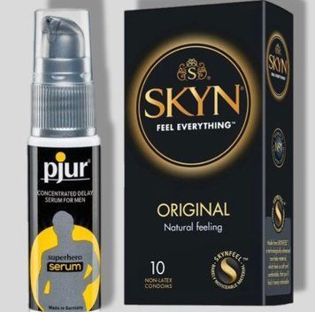 SKYN Original 10 шт + Пролонгатор pjur Superhero Serum 20 мл SOS5205 фото