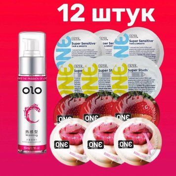 Комплект 12 шт ONE+Лубрикант согревающий на водной основе OLO 60 мл SOS4224 фото