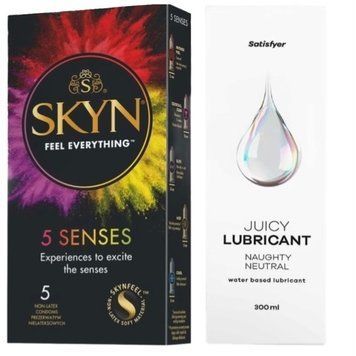 Комплект Лубрикант Satisfyer Juicy Lubricant Naughty Neutral 300 мл +  SKYN 5 Senses SOS12750 фото