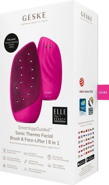 Очистительная щетка для лица GESKE Sonic Thermo Facial Brush Face-Lifter 8в1 magenta HB0087 фото