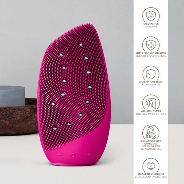 Очистительная щетка для лица GESKE Sonic Thermo Facial Brush Face-Lifter 8в1 magenta HB0087 фото