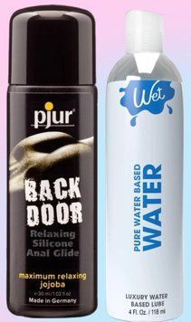 Набор лубрикантов pjur backdoor anal Relaxing jojoba silicone 30 мл + Wet Pure Water Based (118 мл) LB887 фото