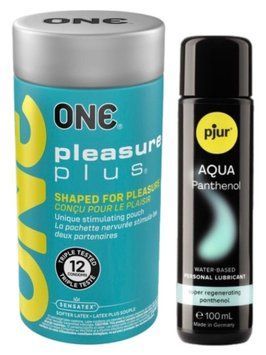 Набор ONE Pleasure Plus 12 шт + Лубрикант Pjur Pjur Aqua Panthenol 100 мл SOS13054 фото
