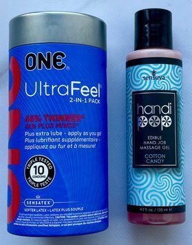 Комплект ONE UltraFeel 2-in-1 10 шт - Лубрикант Sensuva Handipop Cotton Candy (125 мл)  SOS3395 фото