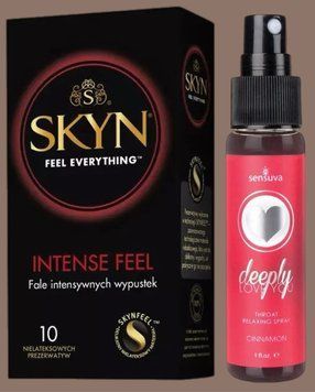 Комплект SKYN Intense Feel 10 шт + Спрей  Sensuva - Deeply Love You Cinnamon (29 мл)  SOS5642 фото