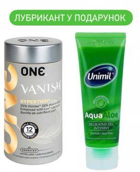 ONE Vanish Pack 12 шт и Лубрикант Unimil Aqua Aloe &ndash; 80 мл в подарок SOS622 фото