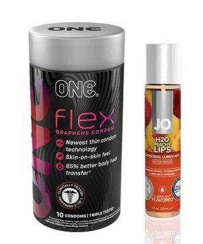 ONE Flex 10 шт. +. Змазка на водній основі System JO H2O &mdash; Peachy Lips (30 мл) SOS6374 фото