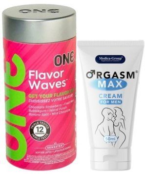 Набор из 12 шт ONE Flavor Waves + Пролонгатор Medica-Group Orgasm Max for Men - krem ​​50 ml SOS9314 фото