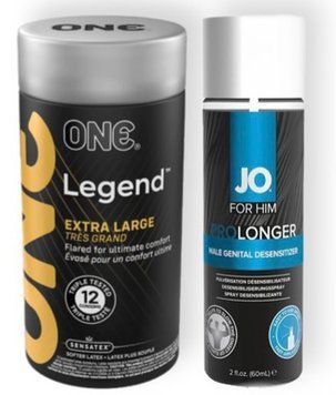 Набор из 12 шт ONE Legend Extra Large + Пролонгатор System JO Prolonger Spray with Benzocaine (60 мл) SOS9047 фото