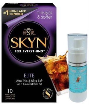 Набір з SKYN Elite (10 шт) + Рідкий вібратор потужний смак: 5th Paradise Liquid Vibrator &mdash; Кола (30 мл)  SOS9751 фото