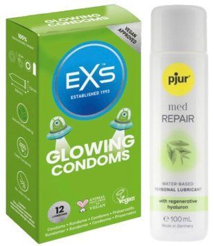 Комплект EXS Glowing 12 шт + Pjur MED Repair Glide 100 мл SOS13603 фото