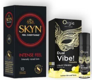 SKYN Intense Feel 10 шт + Orgie Dual Vibe! Lemon Gin And Tonic 15 мл SOS6951 фото