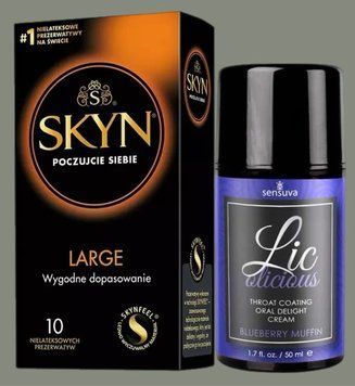 Комплект SKYN Large 10 шт + Гель Sensuva - Lic-o-licious Blueberry Muffin (50 мл) SOS5598 фото