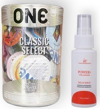 Набор из ONE Classic Select 100 шт + Doc Johnson Power+ с Yohimbe Delay Spray For Men (59 мл) SOS8997 фото
