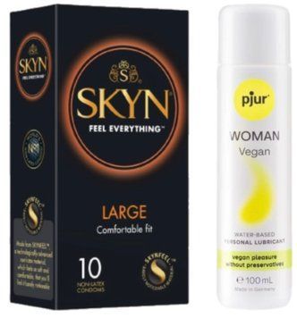 Набір Skyn Large 10 шт + pjur Woman Vegan 100 мл SOS13353 фото