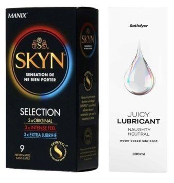 Комплект Лубрикант Satisfyer Juicy Lubricant Naughty Neutral 300 мл +  SKYN Selection 9 шт SOS12751 фото