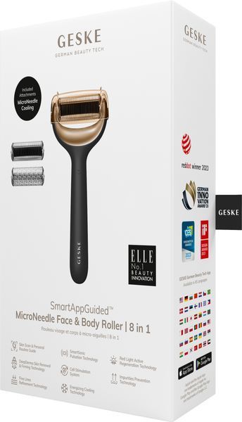 Электронный роллер для лица и тела с микроиглами GESKE MicroNeedle Face&Body Roller 8в1 gray HB0196 фото