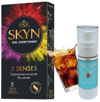 Набір з SKYN 5 Senses + Рідкий вібратор потужний смак: кола, 30 мл 5th Paradise SOS9641 фото
