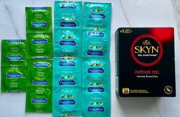 Комплект Skyn ​​Intense Feel 36 шт + Pasante Tropical 8 шт, Delay 6 шт SOS3045 фото