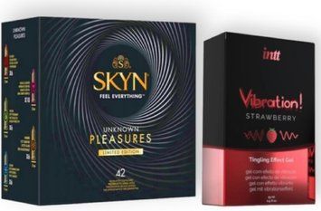 SKYN Pleasures, 42 шт + Intt Vibration Strawberry (15 мл) SOS6916 фото