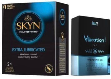 Набір з SKYN Extra Lube (24 шт) + Рідкий вібратор Intt Vibration Ice (15 мл) SOS10097 фото