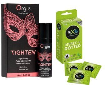 Гель для сужения Orgie &ndash; Tighten (15 мл)+ EXS Ribbed & Dotted (12 штук) SOS6701 фото