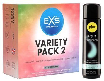 Набор EXS Variety pack 2 (48 шт) + pjur Aqua Panthenol 100 мл SOS13403 фото