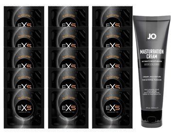Комплект EXS Black Latex 15 шт + JO Masturbation Cream (120 мл) SOS14612 фото