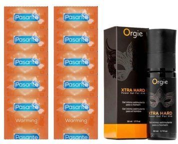 Комплект Pasante Warming 10 шт + Orgie Xtra Hard Power Gel For Him (50 мл) SOS14371 фото