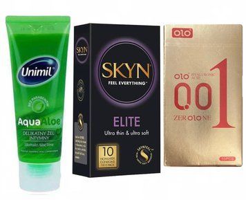 Набір Skyn Elite 10 шт , OLO Gold 001 та Лубрикант Unimil Aqua Aloe 80 мл SOS580 фото