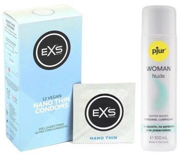 Набор EXS NANO Thin (12 шт) + pjur Woman Nude 100 мл SOS13503 фото