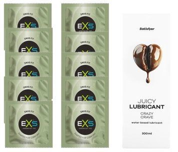 Комплект: из EXS Snug Fit 10 шт + Лубрикант Satisfyer Juicy Crazy Crave water based 300 мл SOS11309 фото