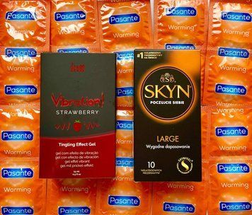 Комплект 22 шт SKYN Large - Pasante Warming + Рідкий вібратор Intt Vibration Strawberry (15 мл) SOS1585 фото