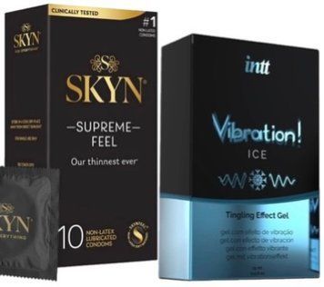 Набір з Skyn Supreme Feel 10 шт + Рідкий вібратор Intt Vibration Ice (15 мл) SOS10297 фото