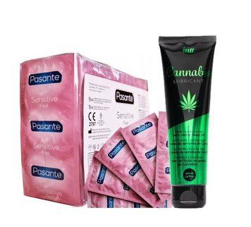 Pasante Sensitive Feel 72 шт и Лубрикант Intt Cannabis 100 мл SOS948 фото