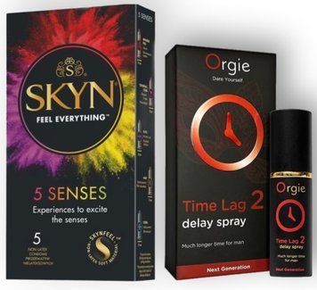 Набір з SKYN 5 Senses + Пролонгатор Orgie Time Lag 2 Delay Spray, 10 мл SOS8844 фото
