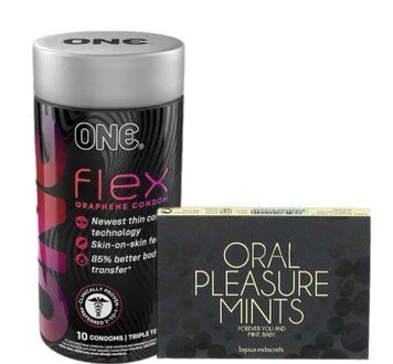 Набор 10 штук ONE Flex графен + Мятные конфеты Bijoux Indiscrets Oral Pleasure Mints SOS6228 фото
