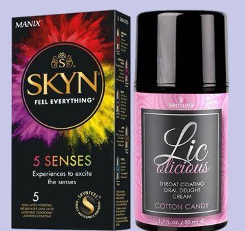 Комплект SKYN 5 Senses + Гель Sensuva - Lic-o-licious Cotton Candy (50 мл) SOS5451 фото