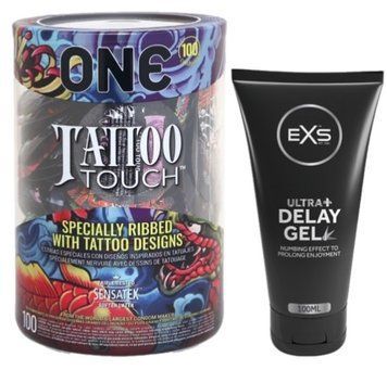 Набор из ONE Tattoo Touch, 100 шт + Пролонгатор EXS Delay Gel Ultra+ 100ml SOS9146 фото