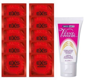 Комплект EXS Warming 10 шт + Swiss Navy Viva Cream 59 мл SOS14321 фото