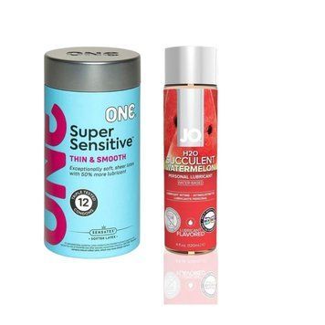 ONE Super Sensitive Pack 12 шт. + Лубрикант на водной основе Змазка на водній основі System JO H2O &mdash; Watermelon (120 мл) SOS6504 фото