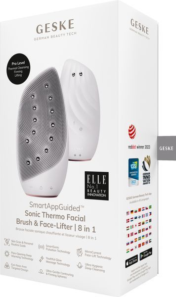 Очищувальна щітка для обличчя GESKE Sonic Thermo Facial Brush&Face-Lifter 8в1 starlight HB0088 фото