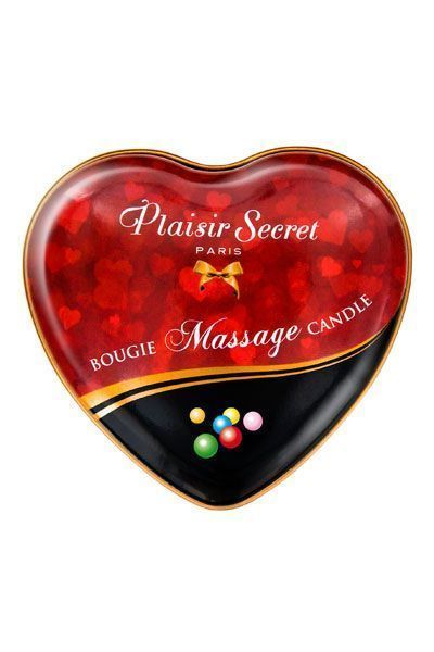 Массажная свеча сердце Plaisirs Secrets Bubble Gum (35 мл) SO1866 фото