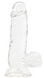 Прозорий фалоімітатор ADDICTION &mdash; Clear Dildo with Balls 6&Prime; (з віброкулею в подарунок, 10,2 x 3,8 см) SO5580 фото 1