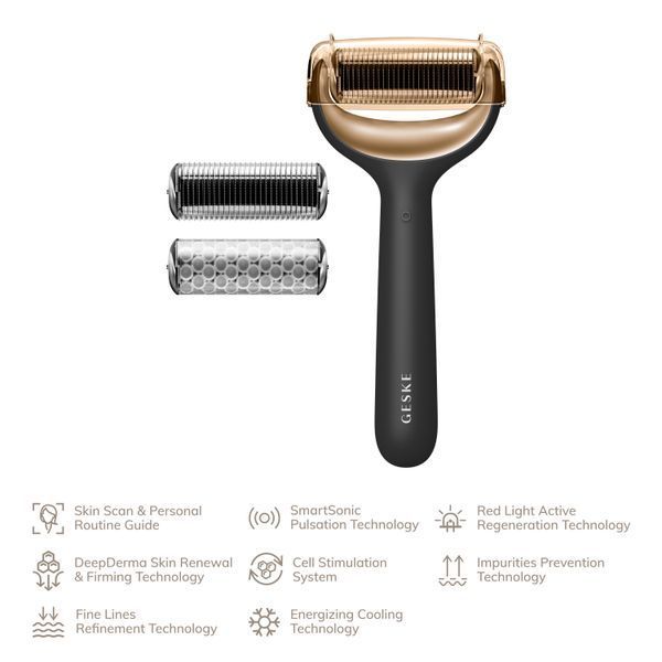 Электронный роллер для лица и тела с микроиглами GESKE MicroNeedle Face&Body Roller 8в1 gray HB0196 фото