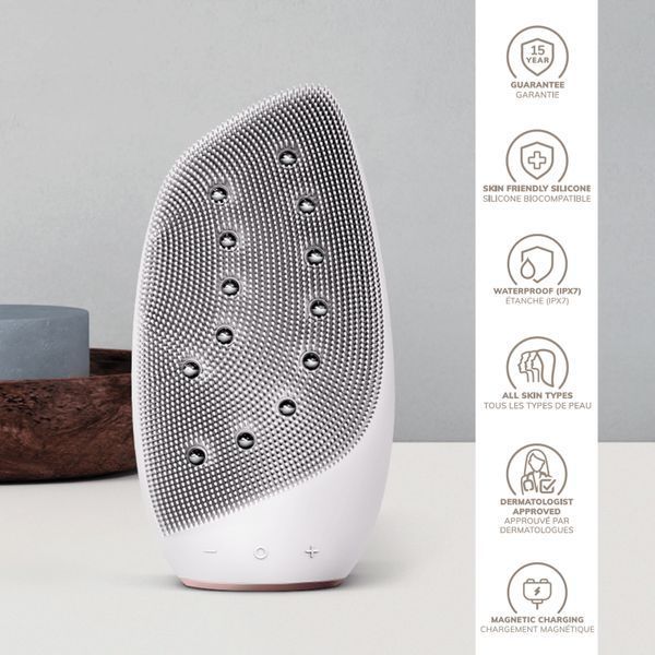 Очищувальна щітка для обличчя GESKE Sonic Thermo Facial Brush&Face-Lifter 8в1 starlight HB0088 фото