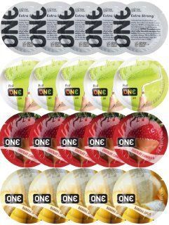 Набор с 20 шт ONE Extra strong + ONE Color Sensations + ONE Chocolate Strawberry + ONE Banana Split SOS8206 фото