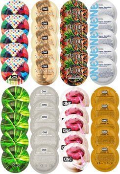 Набір з 40 шт ONE Ribs + ONE Vanish + ONE Tattoo + ONE Sensitive + ONE Glowing + ONE Dome + ONE Bubblegum + ONE Legend XL SOS8306 фото